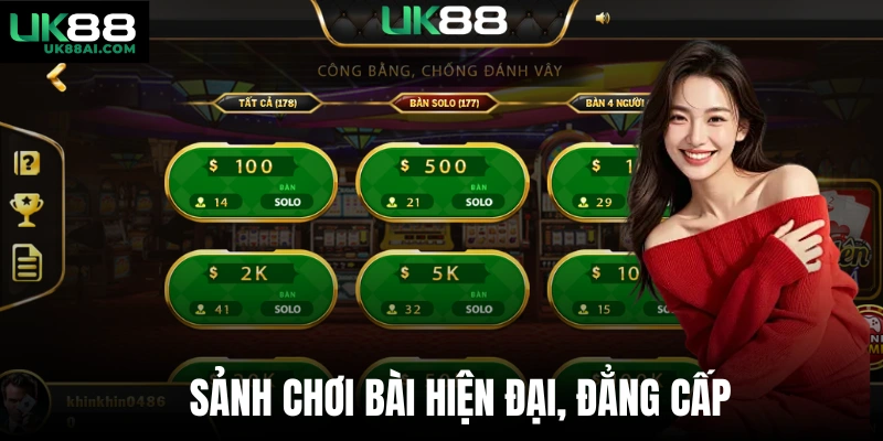 Sảnh chơi bài hiện đại, đẳng cấp