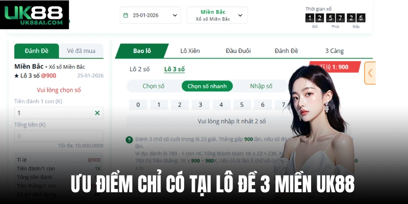 Ưu điểm chỉ có tại lô đề 3 miền UK88